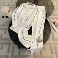 Women's Fashionable Sporty Casual Sweatshirt & Wide-Leg Pants Set