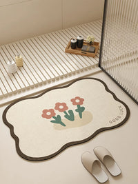 Cartoon Diatomaceous Earth Bath Mat, Super Absorbent Non-Slip Quick Dry Bathroom Rug