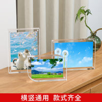 Acrylic Magnetic Photo Frame for Desktop Display, Thick Clear Picture Holder for Instax Photos and Cards