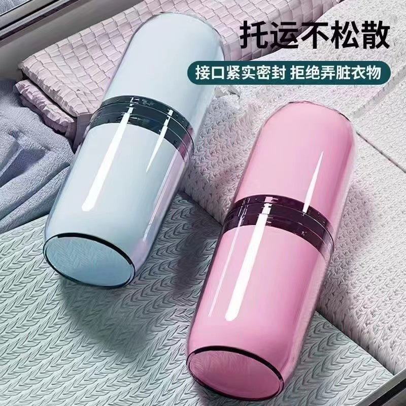 Portable Travel Toothbrush Holder and Mouthwash Cup Set for Couples, 2-in-1 Wash Kit with Toothpaste Storage