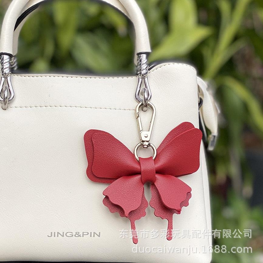 Colorful Butterfly Leather Bag Charm with Rope