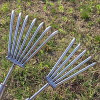 Stainless Steel Clamming Rake with Wooden Handle for Beachcombing and Gardening