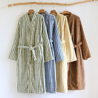 Women's Coral Fleece Thickened Striped Long Warm Flannel Nightgown