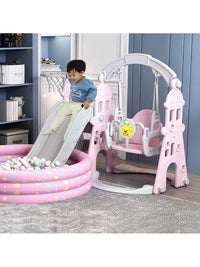 Kids Indoor Outdoor Slide Swing Set with Ball Pit for Toddlers and Babies