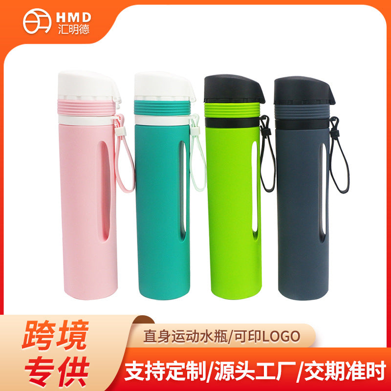 Portable Collapsible Silicone Water Bottle for Outdoor Sports, Travel, and Camping - Food Grade, Leak-Proof, High Temperature Resistant