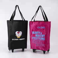 Foldable Shopping Cart with Wheels, Portable Waterproof Grocery Trolley for Supermarket and Outdoor Use