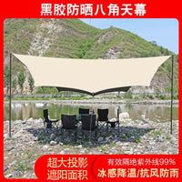 Outdoor Camping Tarp Shelter Sunshade with Thickened Silver/Black Coating for Rain Protection