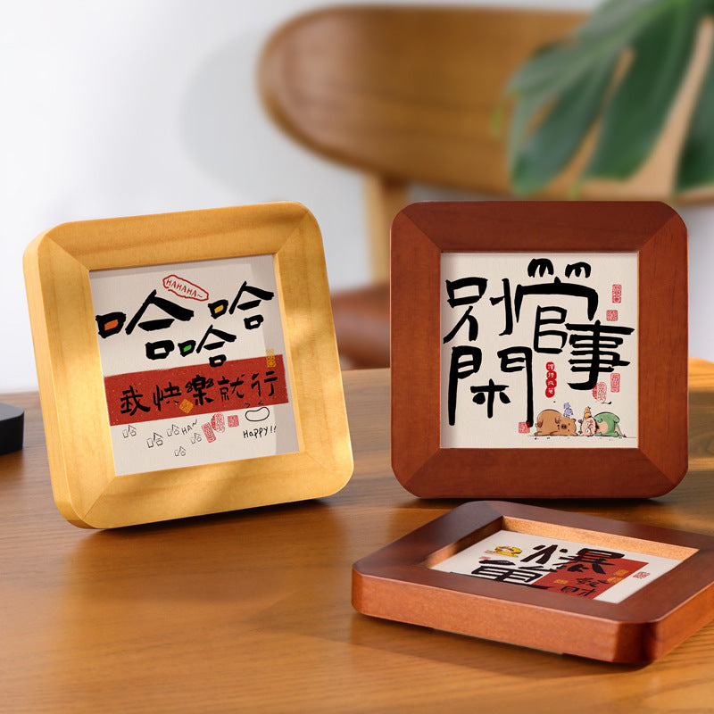 Miniature New Chinese Style Calligraphy Desk Photo Frame Ornament for Office Decor