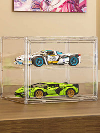 1:24 Scale Model Car Display Case Stackable Clear Toy Storage Box for Collectibles and Building Blocks