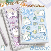 Cute Cartoon B5 Loose-Leaf Notebook with Removable Grid Pages for Students