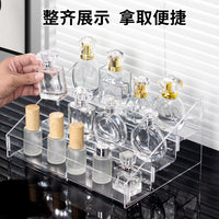 Clear Acrylic Tiered Display Stand for Collectibles, Perfumes, Cosmetics, and Beverages