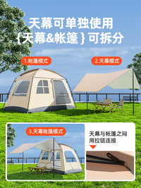 Large 6-8 Person Pop-Up Camping Tent with Integrated Tarp, 2-in-1 Outdoor Shelter for Overnight Camping and Sun Protection