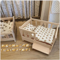 Solid Wood Pet Bed for Cats and Small Dogs, Detachable and Washable, Nordic Style