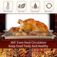 2-Piece Stainless Steel Strainer Drain Basket - Multifunctional Countertop Grill for Air Fryer Frying and Baking