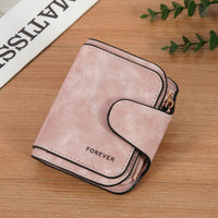 Retro Frosted Leather Women's Short Wallet with Multiple Card Slots and Coin Purse
