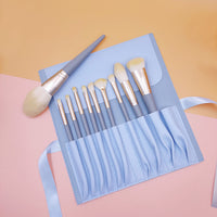 10-Piece Blue Bridge Professional Makeup Brush Set with PU Bag