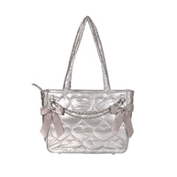 Wego Heart Cotton Bag Charm with Chain and Ribbon Accessories