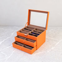 24-Slot Wooden Eyeglass and Sunglass Storage Organizer Box with Display Top