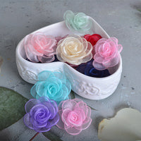 Handmade Korean Style Ribbon Rose Flower Applique for DIY Hair Accessories and Brooches