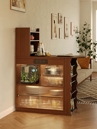Solid Wood Home Bar Table Living Room Folding Retractable Bar Cabinet Sofa Side Partition Small Apartment Island Dining Sideboard