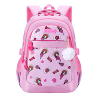 Girls' Ergonomic Nylon School Backpack for Primary Students, Large Capacity, Lightweight Design