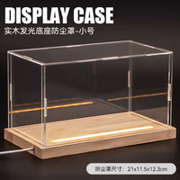 Display Case for 1/18 1/24 Scale Model Cars, Dustproof Acrylic/Wood/Leather Box with Optional Lighting