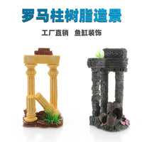 Aquarium Roman Column Ruins Decoration Fish Tank Ornament Resin Craft for Fish and Shrimp Hideout