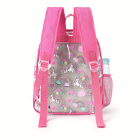 Kids Cartoon Print Transparent PVC Backpack for School and Casual Use