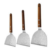 Stainless Steel Spatula with Wooden Handle for Griddle Cooking, Teppanyaki, BBQ, and Crepes - High Temperature Resistant