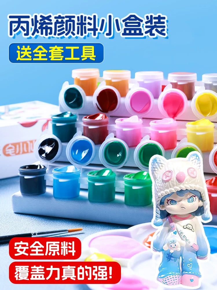 Acrylic Paint Set for Kids, Waterproof Quick-Drying Non-Toxic Art Supplies for Canvas, Wood, Fabric, and Crafts