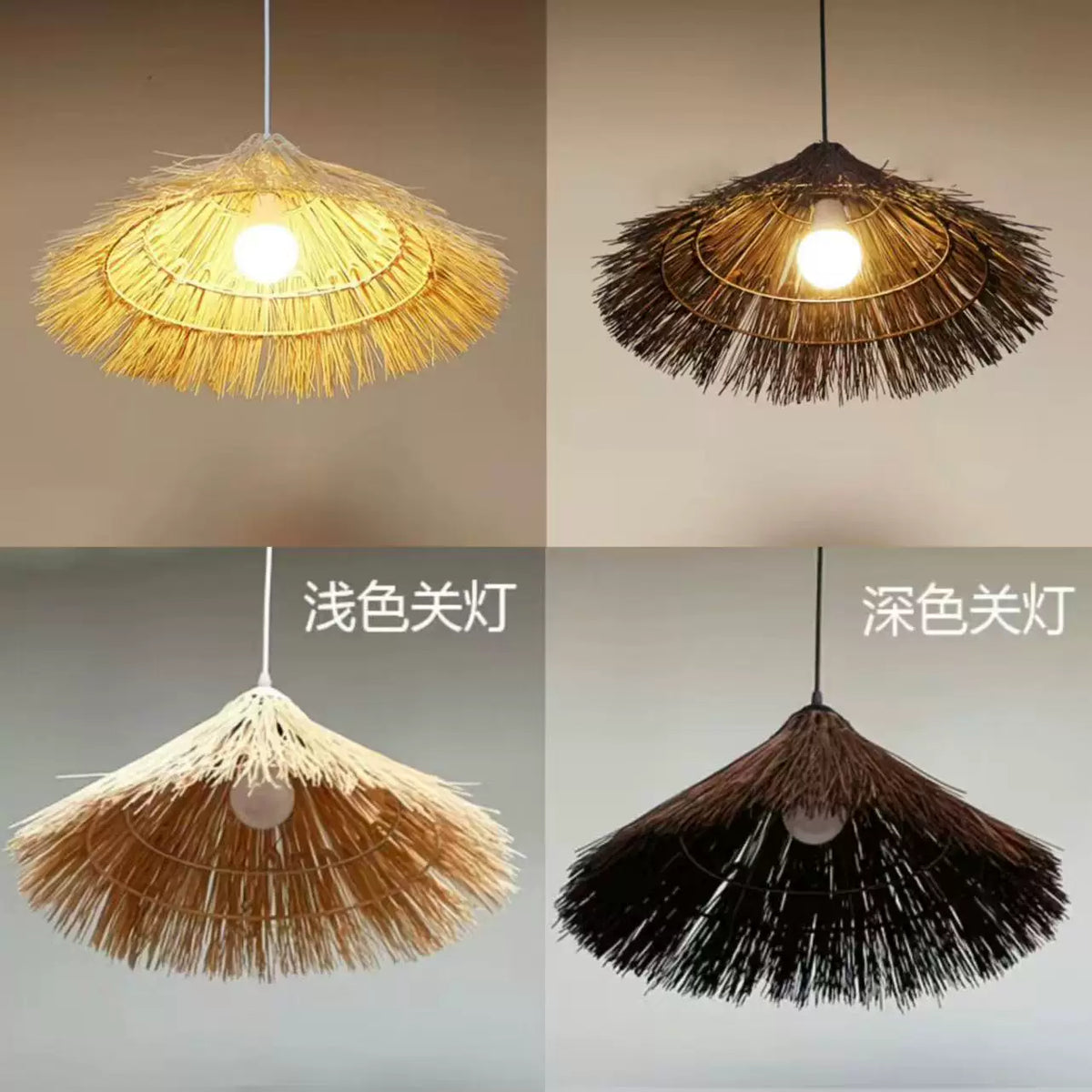 Retro Straw Hat Chandelier for Restaurants and Commercial Spaces