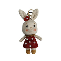 Pearl Bunny Handmade Knitted Doll Creative Wool Crochet Rabbit Pendant Exquisite Handcrafted Bag Charm