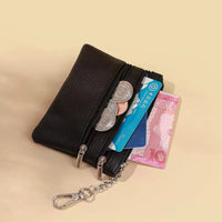 Minimalist Keychain Coin Purse for Men and Women, Multi-layer Zipper Card Holder Wallet