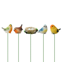 Resin Bird Garden Stakes for Potted Plants and Micro Landscapes