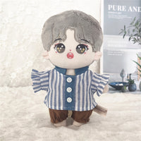 20cm Cotton Doll Clothes Set - Striped Shirt, Shorts, Maid Dress, Apron, Headband