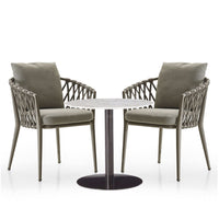 Outdoor Patio Garden Aluminum Wicker Bistro Set with Round Table and Chairs for Balcony Cafe