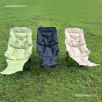 Portable Folding Recliner Chair with Padded Leg Rest for Outdoor Camping Office Lunch Break