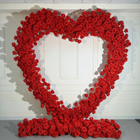 Rose Red Heart-shaped Artificial Flower Arch for Wedding Decoration and Event Decor