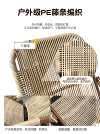 Foldable Rattan Lounge Chair with Ottoman and Side Table for Outdoor Patio Garden Balcony