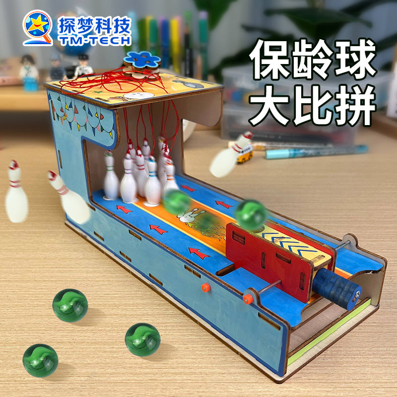 Mini Bowling Game Science Experiment Kit for Kids, Educational STEM Toy for Family Interaction