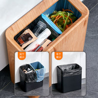 Double-Layer Wooden Waste Bin for Home and Office