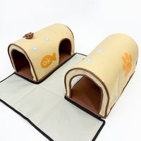 Semi-Enclosed Cat Tunnel Bed for Small to Medium Pets, Washable