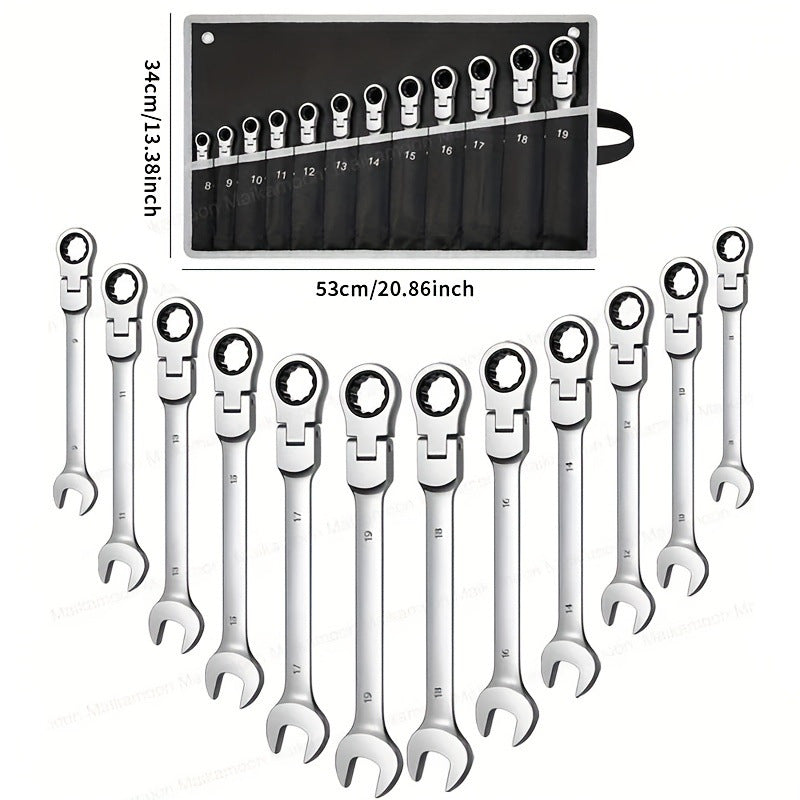 Flexible Head Ratchet Wrench Set Dual-Purpose Combination Spanner Tool Kit for Mechanics