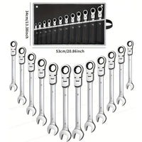Flexible Head Ratchet Wrench Set Dual-Purpose Combination Spanner Tool Kit for Mechanics