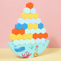 Rainbow Wooden Stacking Balancing Blocks Jigsaw Puzzle Toy for Kids