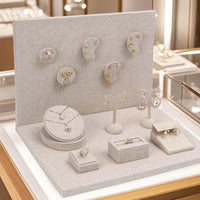 Linen Jewelry Display Stand for Necklaces, Rings, Bracelets, and Earrings - Showcase Organizer for Stores and Live Streams