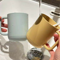 Minimalist Solid Color Mouthwash Cup with Handle for Bathroom