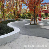 UHPC Concrete Tree Planter Bench Outdoor Terrazzo Landscape Seating