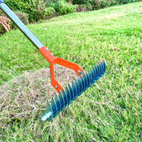 Multifunctional Garden Rake with Adjustable Stainless Steel Handle for Soil and Thatch