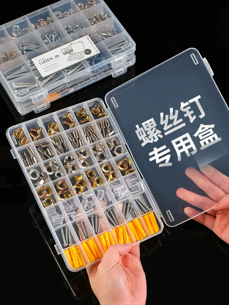 Japanese-Style Thickened Multi-Compartment Storage Box for Small Parts, Hardware, Screws, Fishing Tackle, Electronic Components